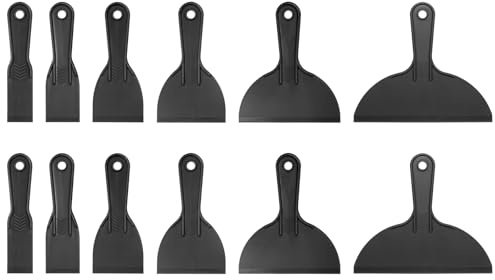 QUARKZMAN 12 Pezzi Set Spatole Plastica Flessibile Spatole Stucco Monouso Strumento Per Stuccatura Riparazione Pittura Vernice Pulitore Nero