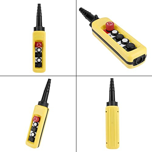 Sonew Crane Chain Hoist Pendant Switch Controller, 4 Buttons with Emergency Stop, for Hoist and Crane Lift Control
