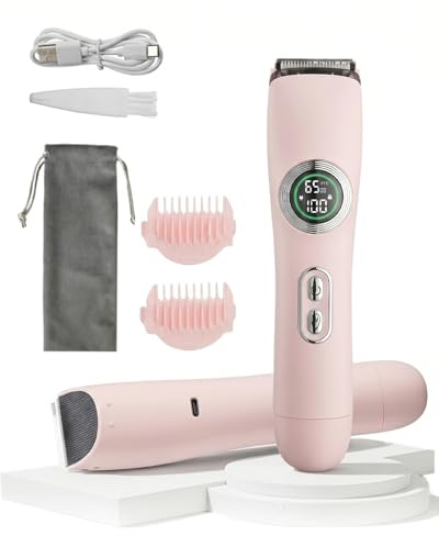 Rasoir Electrique Femme, 2 en 1 Tondeuse Intime & Visage et Zones Sensibles, Rasoir Électrique Corporel sans Fil Étanche IPX7,Humide/Sec, Écran LCD pour Maillot, Visage, Aisselles, Jambes, Bras, Corps