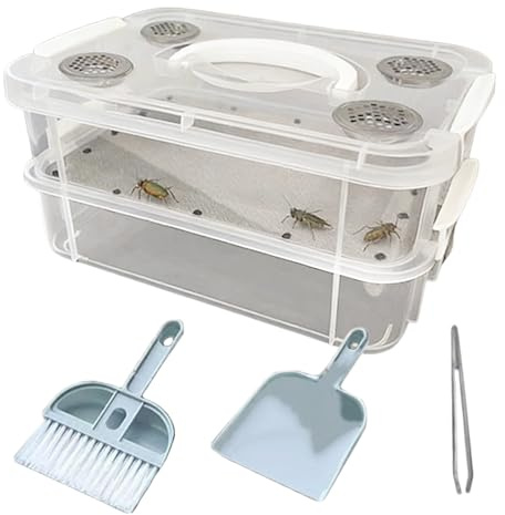 Aufzuchtbox Für Lebendfutter - Transparent Und Belüftet Mit Geruchsresistentem PE | Mehlwurm Zuchtbehälter Mit Feinmaschigem Sieb Zur Einfachen Reinigung, Ideal Als Futterfarm Für Vögel Und Frösche