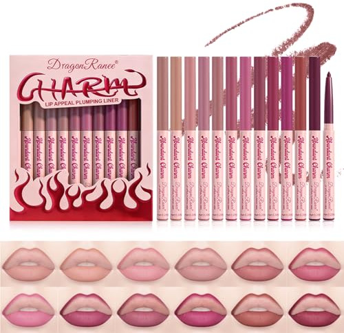Sitovely 12 Farben Matte Lipliner Pen Set, Ultrafeiner Lip Liner Stiftset | Cremig & Hochpigmentiert, Wasserfest Langlebig Glatt & Nicht Klebend Lippenstift, Natürliches Lippen Makeup für Frauen