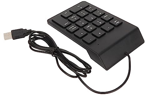 Jopwkuin Teclado Numérico de Escritura Silencioso con Cable, USB Ergonómico Plug and Play, Mini Teclado Numérico para PC, Computadora Portátil, Escritorio, ABS, 18 Teclas para Bancos, Seguridad (1
