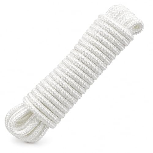 LIVÉ Cuerda de Polipropileno Trenzada 6 mm x 10 m – Cuerda Multiusos Resistente para Amarre, Toldos, Bricolaje, Náutica, Camping y Exterior – Blanca