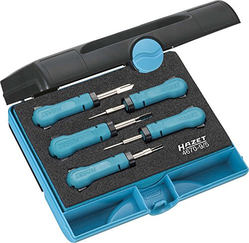 HAZET Kabelentriegeler Sortiment 4670-9/5, 5-teilig, Länge 185 mm | Länge 185 mm, Breite 153 mm, Höhe 52 mm, 361 g, 5-teilig, Ergänzungs-Satz für Lkw / Nkw, Professionell in der Anwendung