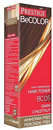 VIPs Prestige Semi Permanent Hair Dye Dark Chestnut BC05 Becolor | No Peroxide & No Ammonia Hair Toner | Natural Semi-permanent Hair Colour for Women with Nettle Extract | Temporary Hair Dye | 100 ML