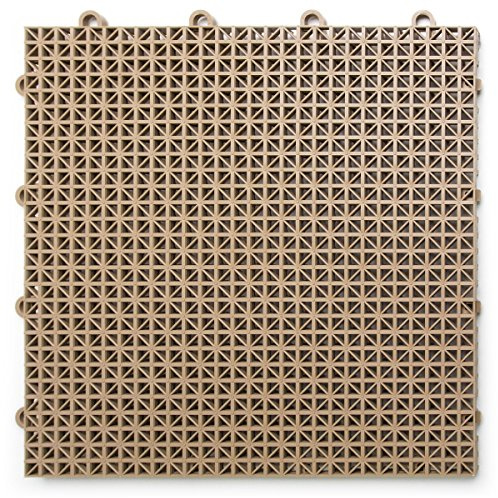 Big Floors DuraGrid Deck Tiles, Interlocking Outdoor Tiles for Patio, Self-Draining, UV-Resistant, Water-Resistant Modular Flooring, Easy Install, 40 Pack, Beige