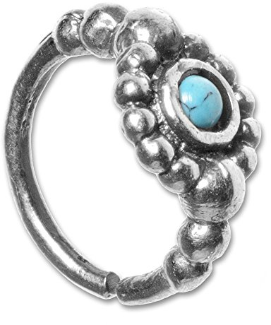 viva-adorno 1,0mm Nasenring Silber Nasenpiercing Piercing Hoop Ring Vintage Antik Style Verschiedene Designs Z516s
