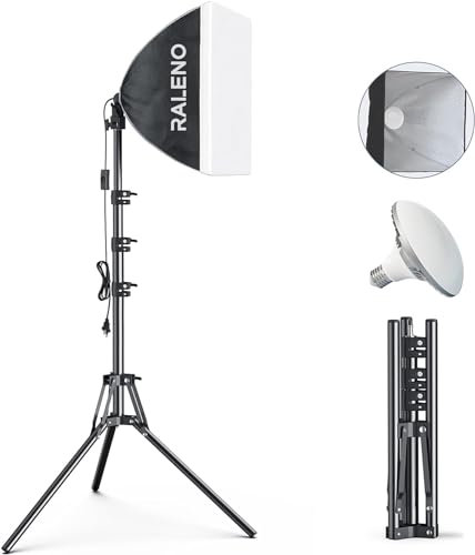 RALENO Softbox Photography Lighting Kit, 40×40cm LED Photography Studio Light with 50W 5500K CCT Bulbs for TikTok Lighting, CRI>97 Light Box Lighting for Video Recording, Studio and YouTube