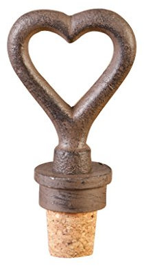 Antique Brown Cast Iron Heart Shaped Spring Summer Wedding Anniversary Wine Bottle Cork Stopper Gift