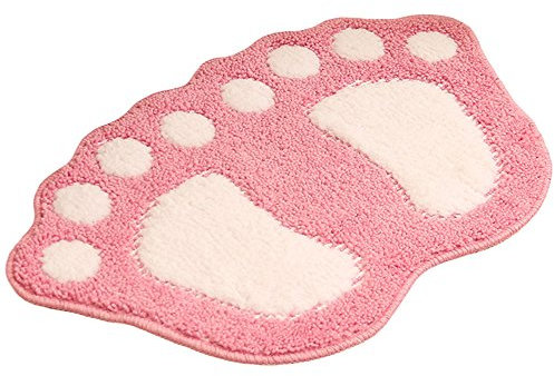 Badezimmer Teppich Tür Fußmatte Badematte - Niedliche Pfote Füsse Toilette Badewanne Dusche Rutschfeste Matte Wasser Absorbierend Schnell Trocknend Waschbar Langlebig Teppich - 40cm x 60cm (Rosa)