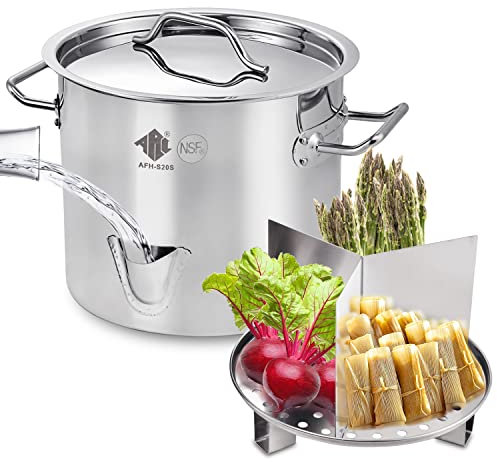 ARC 24QT Tamale Dampfgarer aus Edelstahl mit leicht zu befüllendem Wasserauslauf, Meeresfrüchte-Krabben-Dampfgarer mit Trennwand und Dampfgarer, 18,7 l