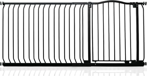 Safetots Curved Top Hundgrind, 171cm - 180cm, Mattsvart, Tryckmonterad Trappgrind, Barngrind för Dörrar, Hallar och Utrymmen, Säkerhetsbarriär, Enkel Installation