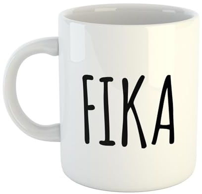 Hellweg Druckerei Huuraa Kaffeetasse FIKA Kaffeepause Schweden Geschenk Idee Keramik 330ml Kaffee-Becher mit Bild