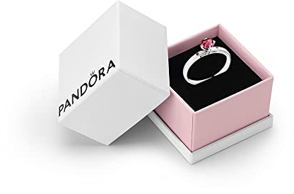 PANDORA Moments You and Me Cubic Zirconia Ring | Sterling Silver Heart Ring, Ruby Red Cubic Zirconia Solitaire Stone, Hand-Finished 925 Silver Stackable Gift