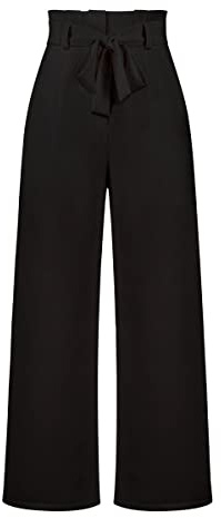 Kuukaas Weite Hose Damen Elegant Sommer Anzughose Schwarz High Waist Weites Bein Stoffhose Business Wide Leg XL