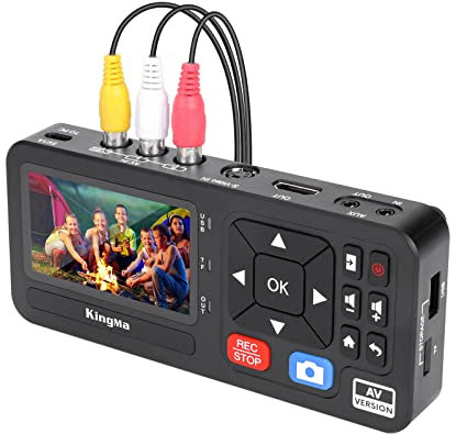 King Ma Digitalizzatore video, con schermo da 3, risoluzione da 1080P, 30FPS, conversione digitale di VHS, RCA, VCR, DVD, Hi8, videocamere, giochi, archiviazione tramite TF/SD/USB (AV)