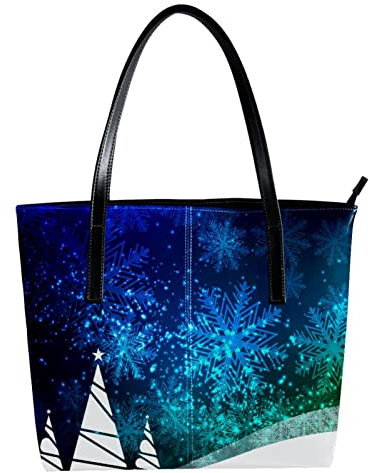 Schultertasche Leicht Casual Schultasche Lehrertasche Handtasche Geldbörse Abstrakt Schön Blau Frohe Weihnachten Feier, Mehrfarbig