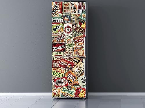 Oedim Vinile per frigorifero targhe cibo, vinile premium, 185 x 60 cm, adesivo resistente e di facile applicazione, adesivo decorativo dal design elegante
