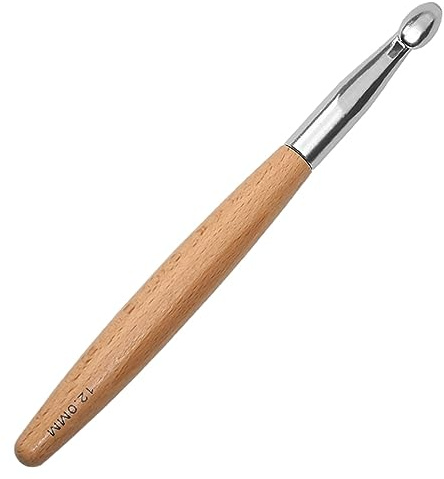 Coopay Große Häkelnadel 12 mm - Metall Mit Langem Buchenholzgriff, Ergonomisch für Chunky Yarn, Leicht für Arthritische Hände, Handwarm