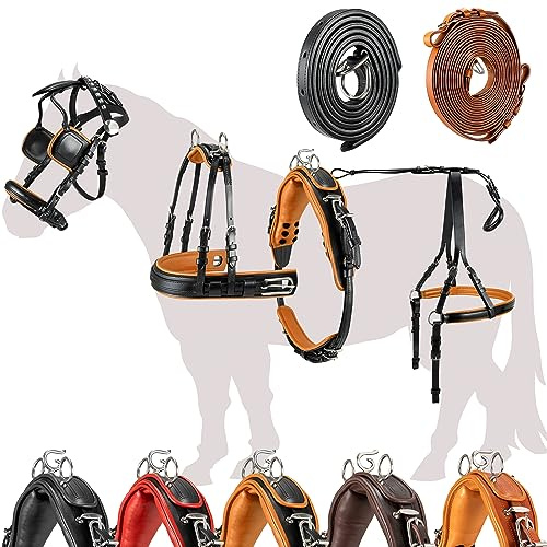 Esposita Einspännergeschirr „ Professional “ Kutschgeschirr für Shetty, Pony und Pferd Geschirr für Minishetty bis XL Kaltblut Fahrgeschirr für Einspänner