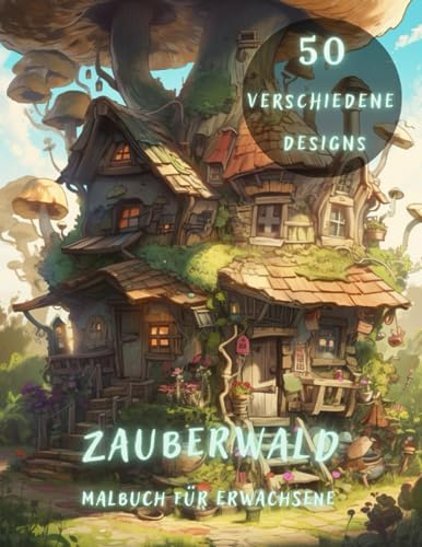 Zauberwald Malbuch: Für Erwachsene: Märchenhaftes Leben in Einem Wunderschönen Verzauberten Wald. Stressabbauendes Malbuch Für Erwachsene Mit Märchenhäusern Und Baumhäusern