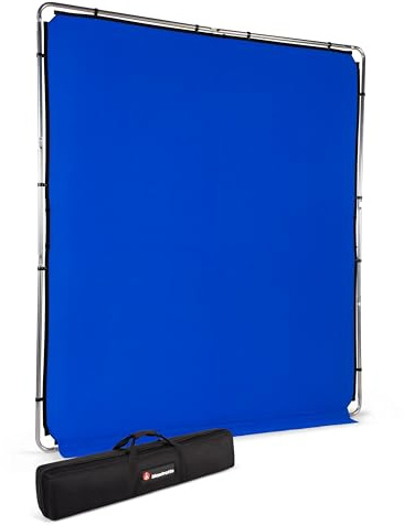 Manfrotto EzyFrame Kit de Fondo Colapsable Gran Formato para Fotografía/Vídeo - 2 x 2,3 m - Croma Azul - Estructura en Aluminio de Montaje Rápido - Incluye Maletín Rígido - Ultraportátil - LL LB7948