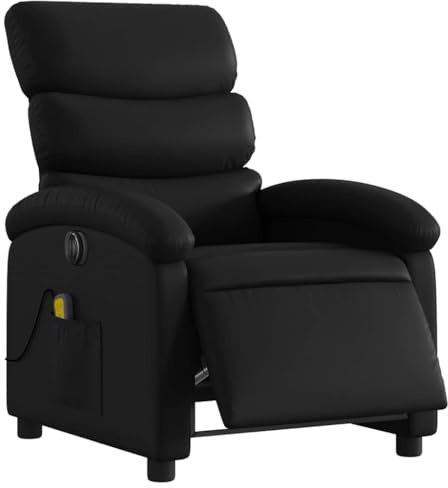 vidaXL Massagesessel Elektrisch, Sessel Verstellbare Rückenlehne Fußteil, Fernsehsessel Relaxsessel mit Liegefunktion, Liegesessel Polstersessel Ruhesessel, Schwarz Kunstleder