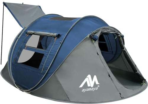 Zelt 3-4 Personen Pop Up Wurfzelt mit Große Dachfenster, Strandmuschel Automatik 4 Mann Zelte Wasserdicht Strandzelt Festivalzelt Schnellaufbauzelt für Outdoor Camping Picknick Wandern