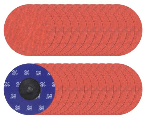 sourcing map 25pcs Quick Change Sanding Discs 3 24 Grit R-Type Roll Lock Ceramic Grains Conditioning Disc Sandpaper for Die Grinder Grinding Fast Cutting, Bright Red