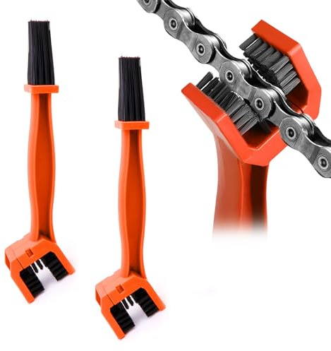 Ziciner 2 PCS Motorcycle Bicycle Chain Brush, Chain & Wheel Cleaning Tool, Crankset Chain & Gears Cleaner, Bicycle Chain Washer for Mountain Bike Motorcycle Chain (Orange), Orange, 2PCS