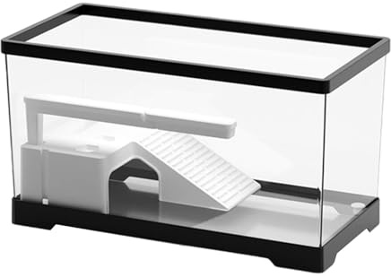Baoblaze Schildkrötentank, Aquarium, Reptilien-Lebensraum, Fütterungsbox, Sumpfschildkröte, Ruhender Schildkröten-Lebensraum, Schildkröten-Terrarium, Schwarz