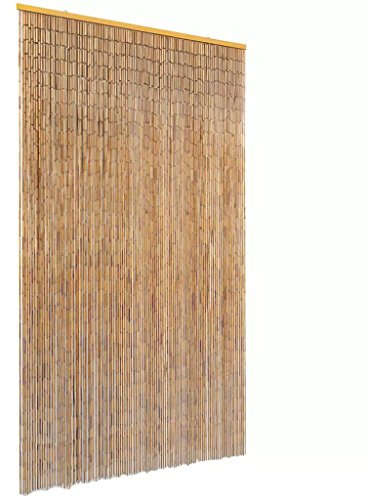 Cortina puerta bambú 120x220 cm, fácil instalación con barra madera, 120 tallos finos para privacidad, aislamiento térmico moderado, decoración natural, ideal entrada hogar, protege contra insectos, e