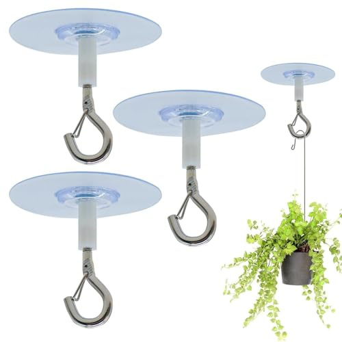 3 PCS Adhesive Ceiling Hook, Ceiling Hooks Self, Heavy Duty Self-Stick Ceiling Hooks, Ceiling Hooks for Hanging Plants, for Bird Feeders, Lanterns, Wind Chimes, Planters, Outdoor Decoration Hooks