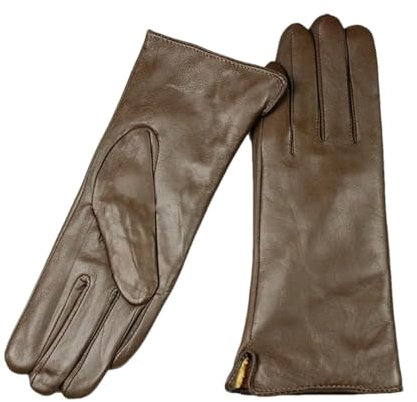 Damen Schaffell-Handschuhe, Leder, einfacher Stil, Wollfutter, Wärme, Fingerhandschuhe, Fleecefutter, Größe 8, Fleecefutter, 34