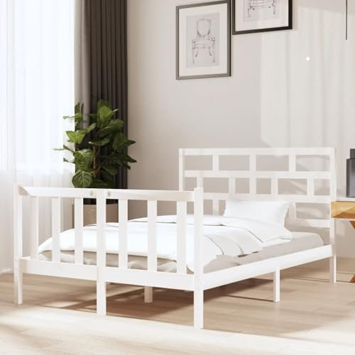 Buzaza Massivholzbett Bettgestell Bed Frame Bett Mit Bettkasten Hausbett Bett Massivholz Weiß Kiefer 140x190 cm - 3101329