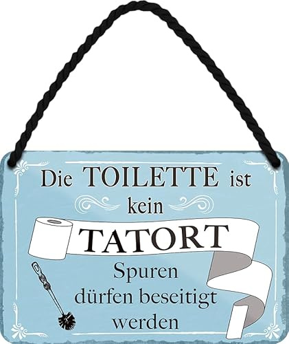 schilderkreis24 Blechschild WC/Toilette – witzige Tür-/Wanddeko fürs Bad & Gäste-WC: (Die Toilette ist kein Tatort)