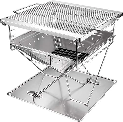 Parrilla de Acero Inoxidable Parrilla de Barbacoa Plegable para Exteriores Parrilla de carbón portátil Parrilla de Barbacoa de Escritorio Grande Apto para 5-10 Personas