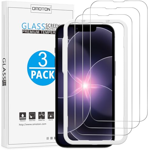 OMOTON für iPhone 17e/16e Panzer Schutz Glas mit Montagerahmen, 3 Stück | Bläschenfrei, Kratzfest, Hüllenkompatibel, Ultra HD, Bruchsicher & 9H Härte Schutzfolie für iPhone 17e/16e