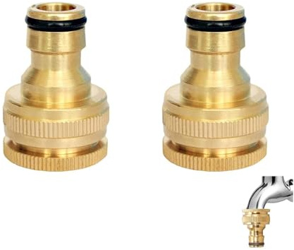 HAFRILY 2PCS Messing Schlauchanschluss für 1/2 Zoll und 3/4 Zoll Schlauchverbinder für Garten Wasserhahn Schnellkupplung Gartenschlauch Anschluss