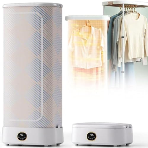 Asciuga Vestiti Elettrico Verticale a Vapore 1000 W Portatile Pieghevole Elimina Rughe E Odori,Completamente Automatico a 360°, Con Temporizzazione,Non Richiede Installazione