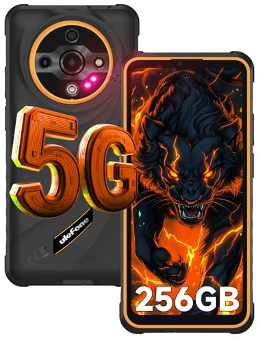 Ulefone Armor X31 Pro 5G Rugged Smartphone, 256GB ROM+2TB, 120Hz 6.56, 64MP+25MP Night Vision, Android 15, 6050mAh Waterproof Dual SIM Free Unlocked Mobile Phones NFC 3-Card Slot Orange