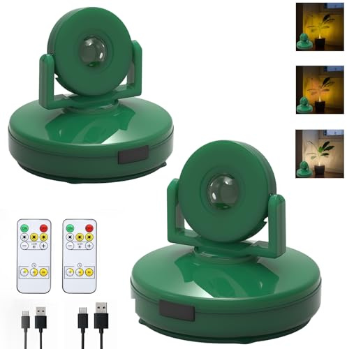 VIGMOJ Spot Lampe LED Kabellos Deckenstrahler mit Fernbedienung Puck Licht Leselampe Timer, Batteriebetriebenes Bild Licht mit Drehendem Lichtkopf für Wandmalerei Dartboard, 2 Stück