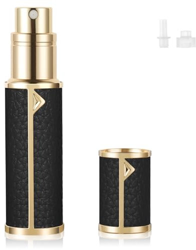 LOPHE Flacon Pulvérisateur De Parfum en Cuir PU,Vaporisateur De Parfum De Voyage, aporisateur de Parfum de Voyage Rechargeable et Réutilisable,Adapté Aux Rencontres,Au Travail,Aux Vacances,Noir