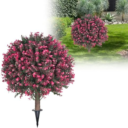 Künstliche Rosen Buchsbaum mit Erdspieß 55 cm, kugelbaum, buxbaumkugel künstlich, UV-beständig, künstliche grüne Sträucher, Kunstpflanze, Büsche für Zimmer, Veranda (1PC)