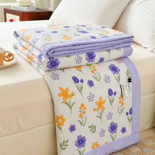 DOTBUY-SHOP Colcha Boutí Patrón Primavera, 2025 Cubrecama Suave Ligero y Transpirable, Cubre Cama Multiusos para Primavera y Verano, Colchas para Cama 90/120/150/160 (Lila,100x150cm)