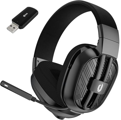 Jeecoo 2.4GHz Wireless Gaming Headset with Microphone for PC PS5 PS4, Bluetooth 5.3 Gaming Headphones with Noise Canceling Mic for Laptop, Mobile, Mac, Stereo Sound, 50+Hr Battery, Low Latency