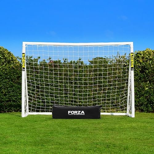 FORZA 3m x 2m Futsal-Fußballtor | Extrem langlebiges und wetterfestes uPVC | Optionaler Trainingsfußball, Torfolie und Tragetasche