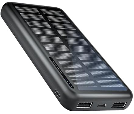 Batterie Externe - Chargeur USB Solaire 10000mAh,Compact pour Camping Voyage Plage Extérieur Pêche Randonnée Vol