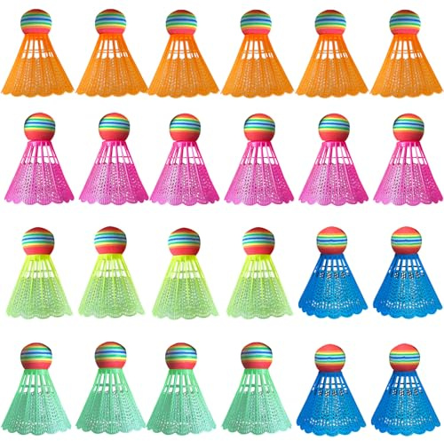 Xerteam 24 Pcs Shuttlecock Badminton Balls, Colorful Shuttlecocks, Premium Shuttlecock Balls, Shuttlecocks for Indoor and Outdoor Sports Training Leisure Entertainment