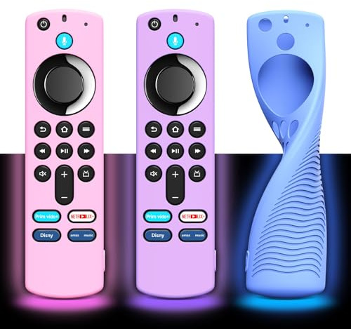 CLVIZCXOM 3-Pack Silicone Remote Cover for Stick 3rd Gen Voice Remote | Glow Navy Blue & Glow Purple & Glow Pink, Anti Slip Shockproof Silicone Protective Case